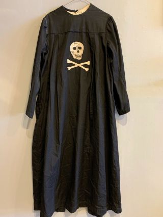 Antique Odd Fellows Skull & Bones Black Robe Scene Bearer Costume