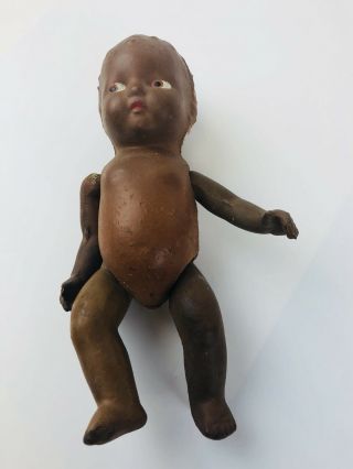 Vintage Antique Baby Doll Composition Black African American 9.  5” Hand Painted