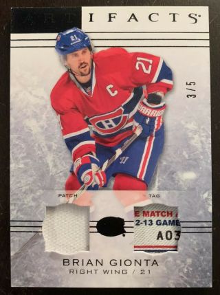 2014 - 15 Artifacts - Brian Gionta Dual Patch Tag 3/5 Black Sp Canadiens Rare