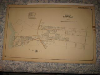 Masterpiece Antique 1915 West Sayville Suffolk County York Handcolored Map
