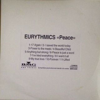 Eurythmics Rare French Promo Cd Peace,  Stickered Sleeve Annie Lennox
