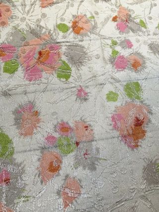 French Antique 1920s Lame Metallic Fabric Floral