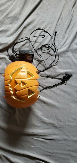 Rare 2002 Gemmy Halloween Prop Fire Flame Light Pumpkin w Sound 2