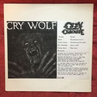 Ozzy Osbourne ‎bootleg Live Cry Wolf Bark At The Moon Tour 83 Rare Lp Not Tmoq