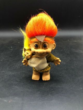 Vintage Russ Native American Indian Troll Doll With Baby 5 "