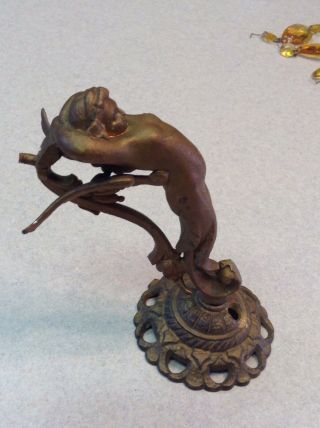Antique French Cherub Putti Sconce Wall Lamp Part Bronze Brass Winged Angel