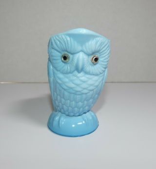 Antique Blue Milk Glass Owl Pitcher/ Creamer - 3 1/2 