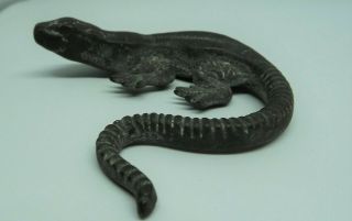 Antique Bronze Lizard Reptile 19th Century Victorian Animal Gecko Small Figure