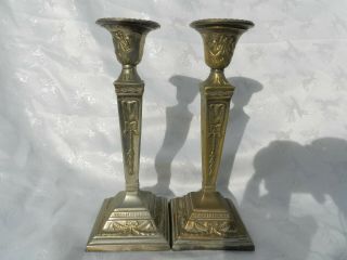 Silver Plated Candlesticks In The Neo - Classical Style.