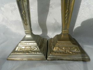 SILVER PLATED CANDLESTICKS IN THE NEO - CLASSICAL STYLE. 3