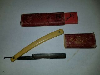 Antique Jr Torrey Straight Razor Blade & Orig Box Worcester Ma