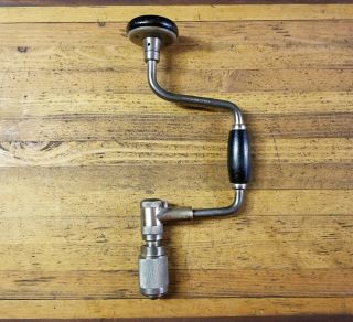 Antique Hand Drill Auger Bit Brace • Rare Stanley Bell Systems Vintage Tools ☆