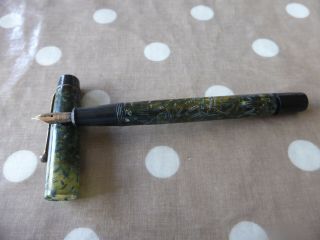 Vintage De La Rue Onoto The Pen Green Visible Ink Rare Fountain Pen 14ct Nib