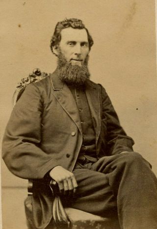 Civil War Era Antique Cdv Photo Man W Beard Fashion Prescott & Gage Hartford Ct