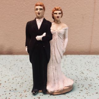 Vintage Bride And Groom Wedding Cake Topper (1978).  Ceramic In