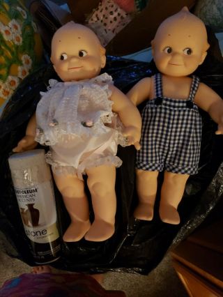 Vintage Kewpie Doll Over 15in Tall Girl And Boy Cameo And Marked 11 - 7 - 1967
