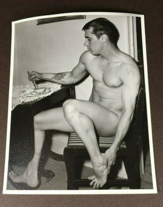 Male Nude,  Western Photography Guild,  1967 Print At Home Pose,  4x5