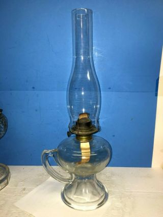 Antique Oil Lamp,  Large Size 9 " Tall X 7 " With Handle P&a Eagle Burner