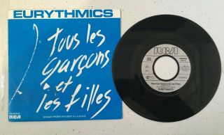 Eurythmics Mega Rare Tous Les Garcons French Promo 7 " Vinyl Annie Lennox