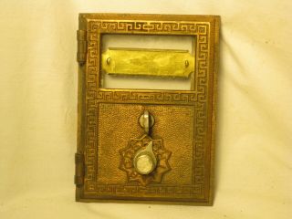 Vintage Post Office Box Door P.  O.  Usps Mail Part Glass Door Antique Brass Lock