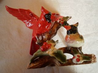 Always & Forever Collectible Glazed Porcelain Holly Cardinals Figurine Rare