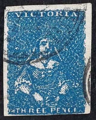 Rare 1855 - Victoria Australia 3d Blue Imperf Half Length Stamp C,  F Printing