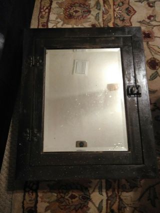 Antique Vintage Wood Recessed Medicine Cabinet W/ Mirror