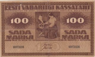 100 Marka Fine - Banknote From Estonia 1919 Pick - 48a Rare