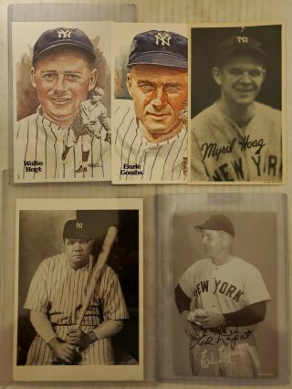 5 Rare Vintage Ny Yankees Photos With An Autograph,  Postcard Babe Ruth