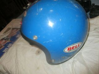 Vintage Bell Rt,  Open Face Motorcycle Helmet Size 71/8 Orig.  Blue Paint,  No - Reserve
