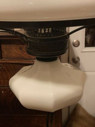 Antique Vintage Milk Glass Hanging Ceiling Hurricane Lamp Light Shade Globe Exc 2