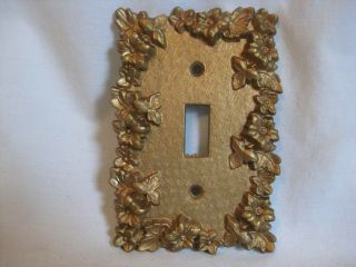Vintage Ornate Metal Light Switch Wall Plate Cover Art Nouveou Floral Flower