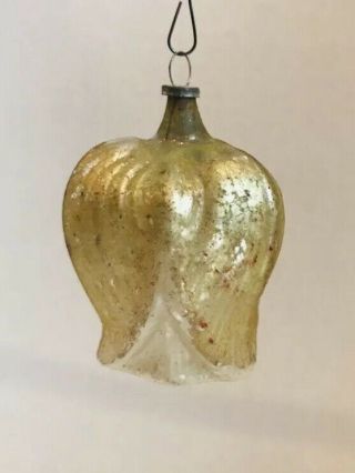 Antique Mercury Glass Gold Tulip Or Rose Christmas Ornament Germany 2 3/4”