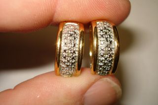 Vintage Gold Over Sterling Silver And Diamond 3/4 " Inch Cuff Earring.  925