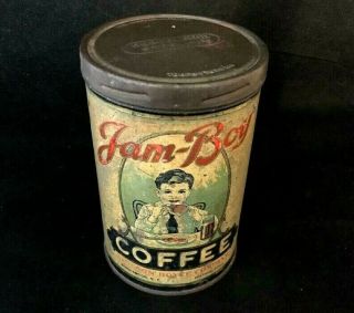 Vintage Jam Boy Coffee Tin One Pound Rare Old Advertising Tin Can
