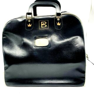 Vintage Black Brunswick Leather Bowling Bag With Ball Rack