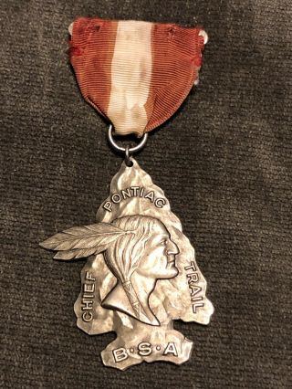 Vintage Rare Detroit Michigan Pontiac Chief Trail Scout Bsa Boy Scouts Medal