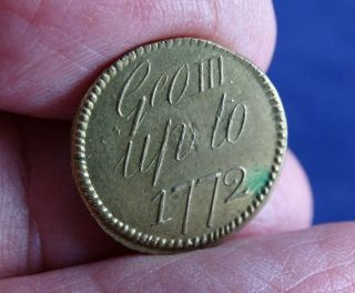 Hard To Find Antique Brass 1/2 Guinea Coin Weight " Up To 1772 " Withers 2002 (h)