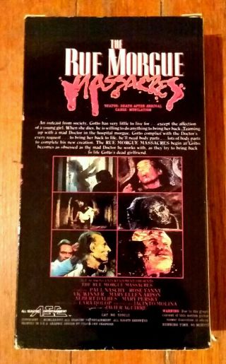The Rue Morgue Massacres - Vhs 197 Rare horror Hunchback of the Paul Naschy 3