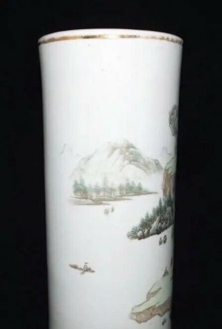 Rare antique Chinese porcelain hat stand vase scholar art qian jiang color 3