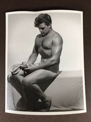 Physique Male Nude,  Bodybuilder,  Posing Strap Era,  Vintage Studio 4x5