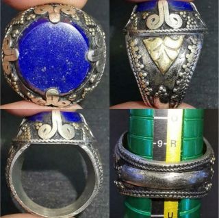 Old Wonderful Lapis Lazuli Stone Silver Lovely Ring 46
