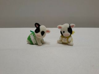 Calico Critters Sylvanian Families Retired Rare Baby Friesian Cow Twins