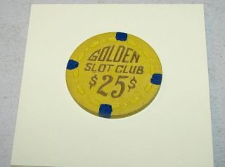 Rare R - 6 $25 Las Vegas Golden Slot Club Yellow W/ 4 Navy - Casino Chip