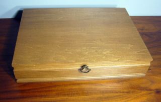 Vtg Mcgraw Sterling Silverplate Flatware Wooden Wood Storage Chest Case Box 12,