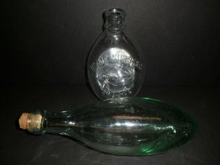 Antique W.  T.  Co Home Nursing Baby Bottle,  Green Glass Blob Torpedo Bottle