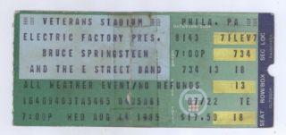 Rare Bruce Springsteen 8/14/85 Philadelphia Pa Veterans Stadium Ticket Stub