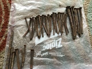 28 Antique Blacksmith Hand Forged Square Head Nails 3 - 5 Inches Long