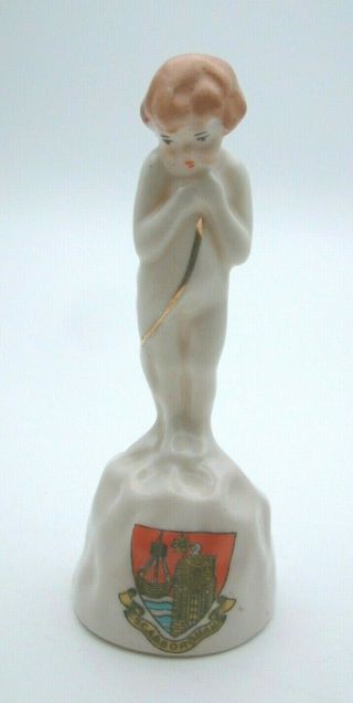 Rare Crested Ware Child Figurine - Scarborough Crest - Perfect