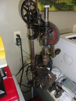 Rare Antique Millers Falls Drill Press Bench Machinist Carpenter Drill Press